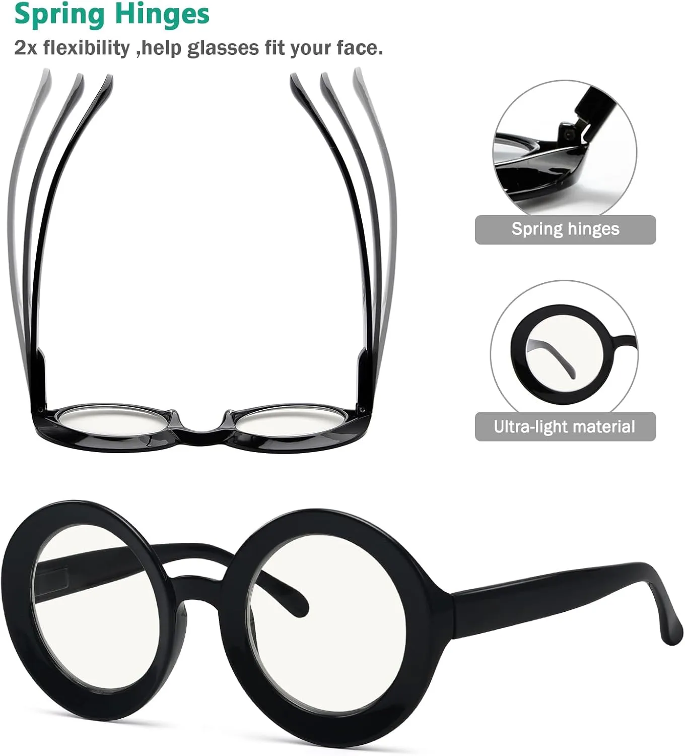 Eyekepper 4-Pack Progressive Multifocus Reading Glasses Blue Light Blocking Round Women No Line Multifocal Readers