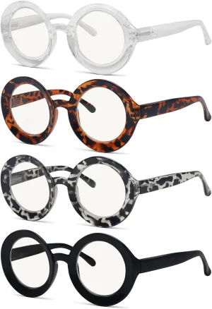 Eyekepper 4-Pack Progressive Multifocus Reading Glasses Blue Light Blocking Round Women No Line Multifocal Readers