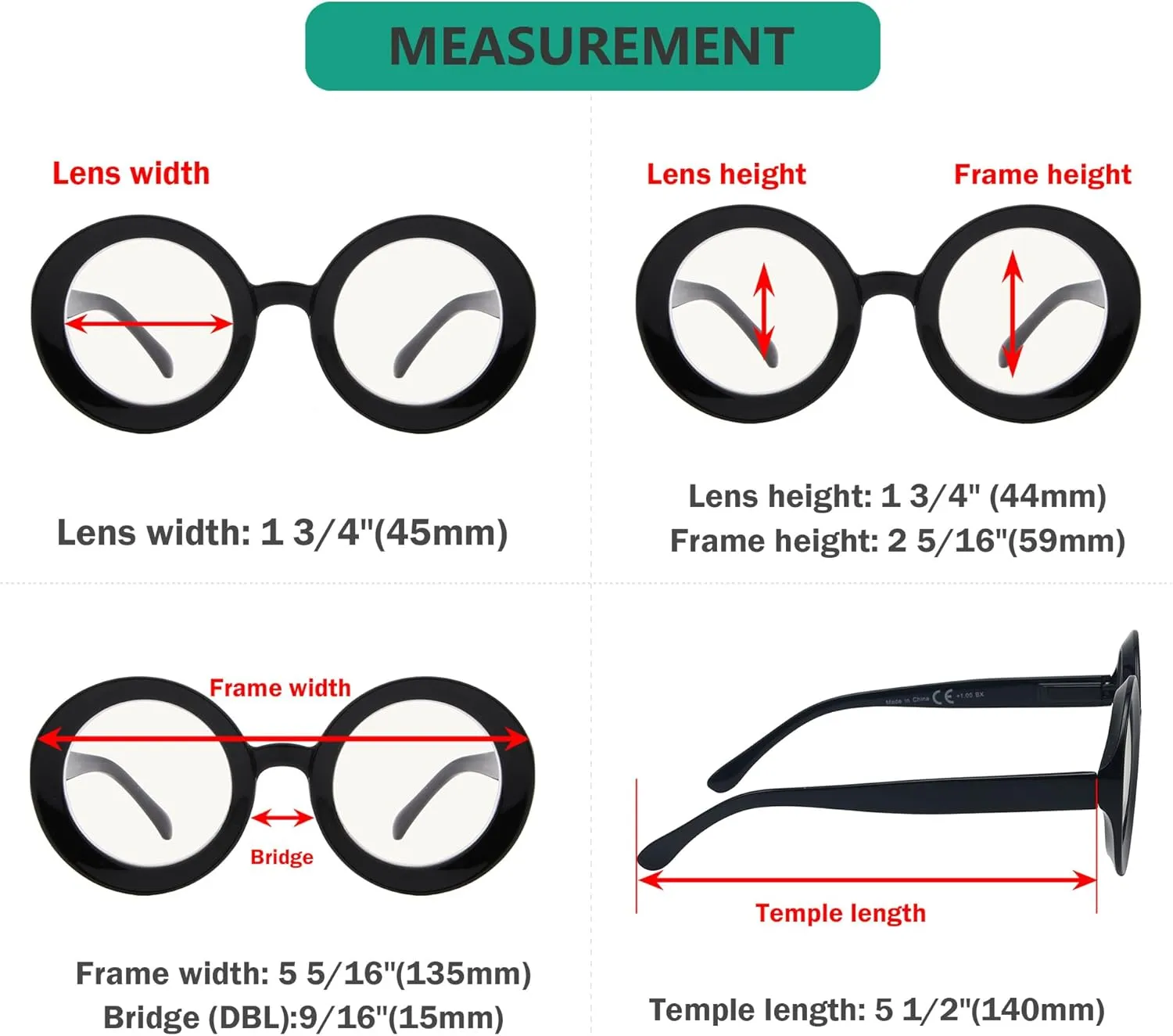 Eyekepper 4-Pack Progressive Multifocus Reading Glasses Blue Light Blocking Round Women No Line Multifocal Readers