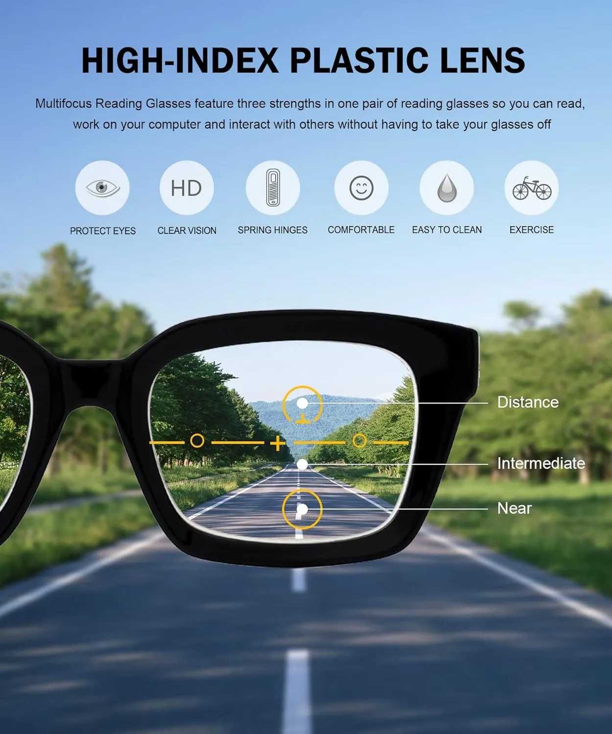 Eyekepper 4-Pack Progressive Multifocus Reading Glasses Blue Light Blocking Women No Line Multifocal Readers  3.00
