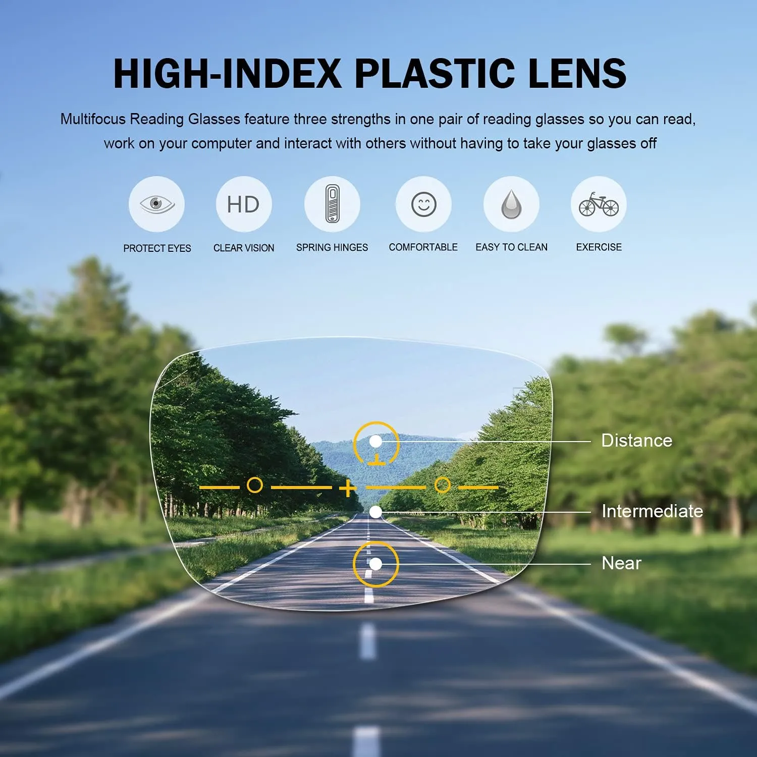 Eyekepper 4-Pack Progressive Multifocus Reading Glasses Blue Light Blocking Women No Line Multifocal Readers  3.00