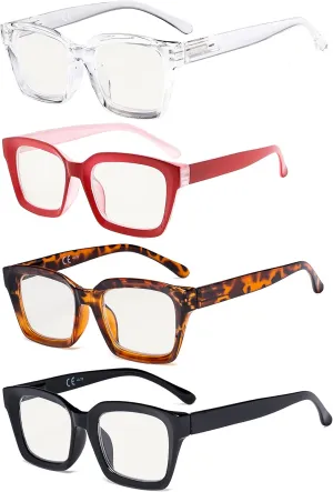 Eyekepper 4-Pack Progressive Multifocus Reading Glasses Blue Light Blocking Women No Line Multifocal Readers  3.00