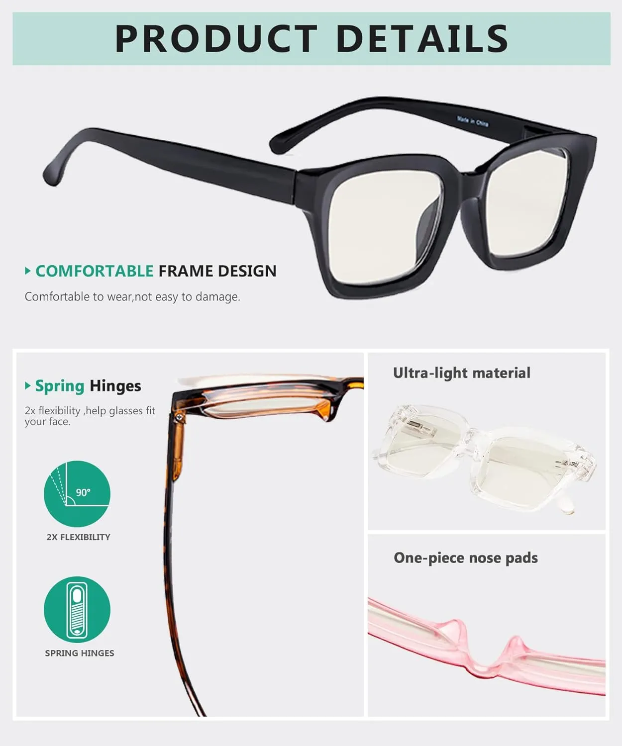 Eyekepper 4-Pack Progressive Multifocus Reading Glasses Blue Light Blocking Women No Line Multifocal Readers  3.00