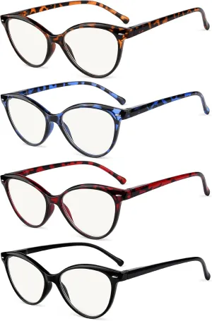 Eyekepper 4-Pack Progressive Multifocus Reading Glasses Blue Light Blocking Women No Line Multifocal Readers