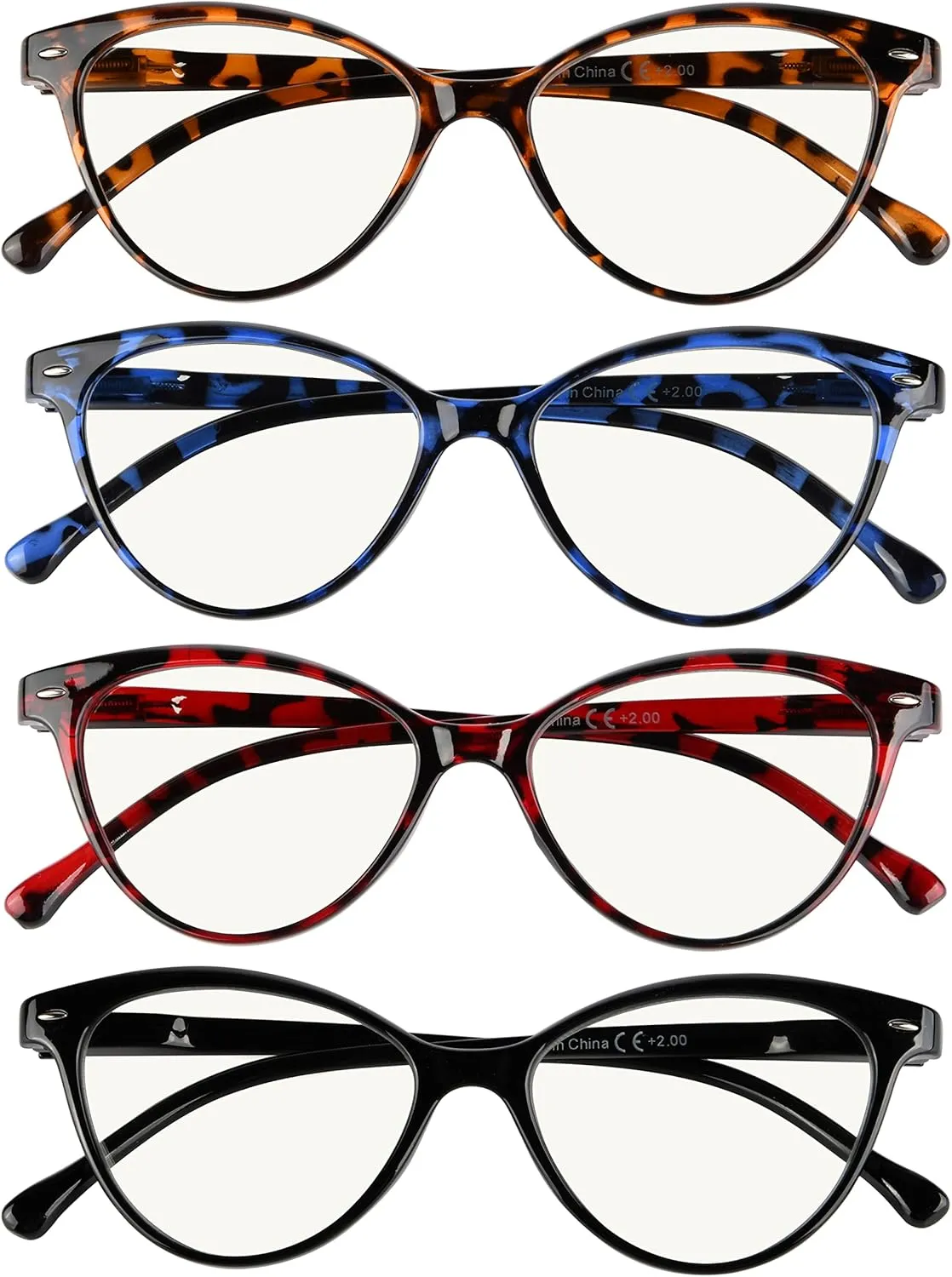 Eyekepper 4-Pack Progressive Multifocus Reading Glasses Blue Light Blocking Women No Line Multifocal Readers