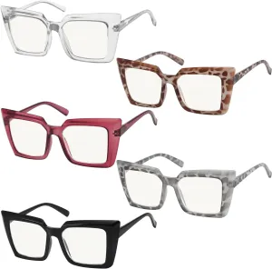 Eyekepper 5-Pack Progressive Multifocus Reading Glasses Blue Light Blocking Women No Line Multifocal Readers