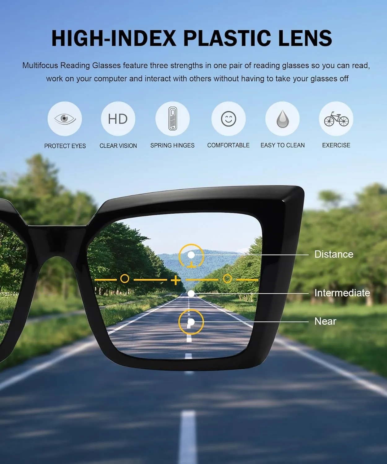 Eyekepper 5-Pack Progressive Multifocus Reading Glasses Blue Light Blocking Women No Line Multifocal Readers
