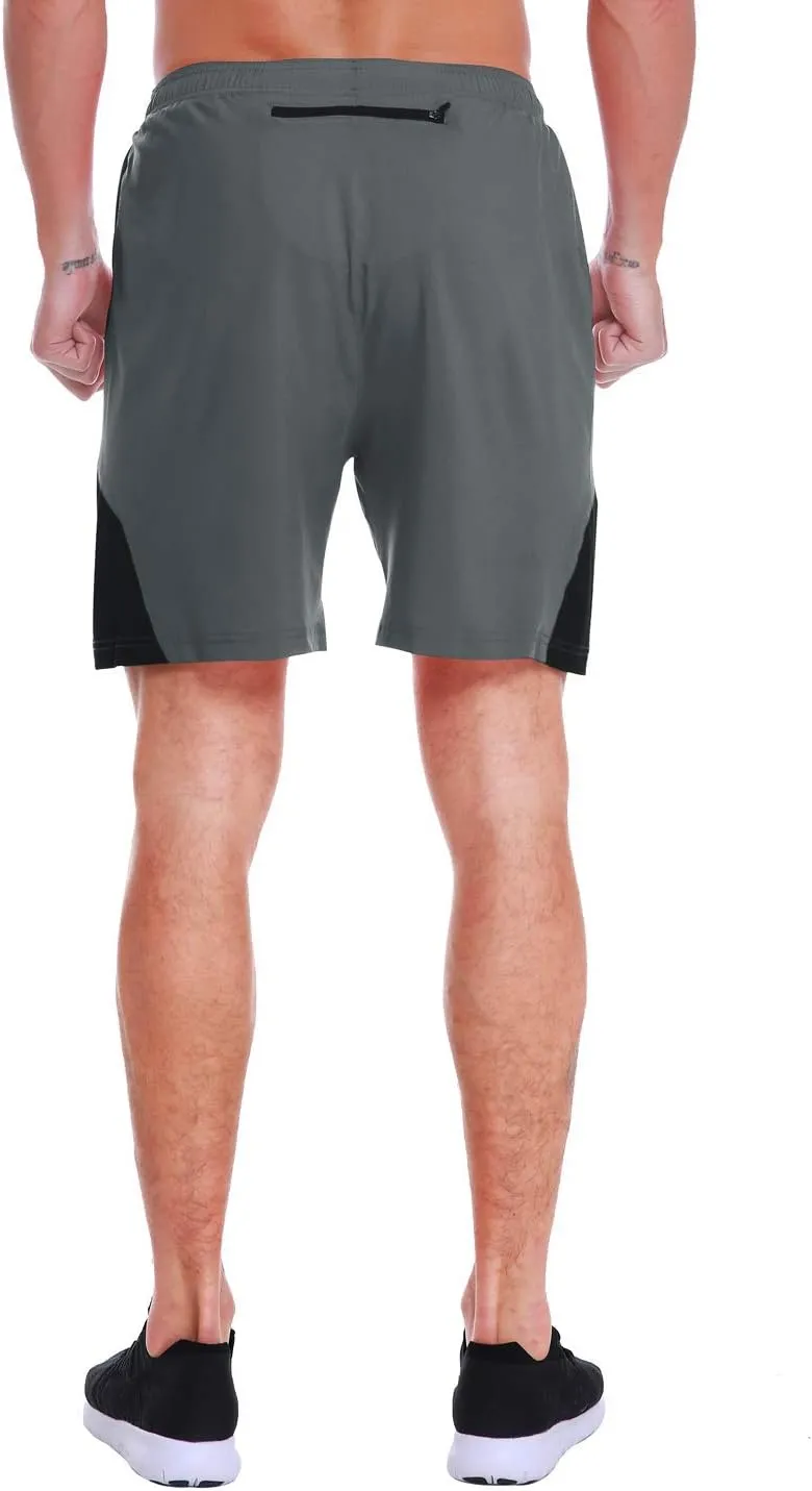 EZRUN Men's 7 Inch Quick Dry Running Shorts Workout Sport Fitness Short with Liner Zip Pocket