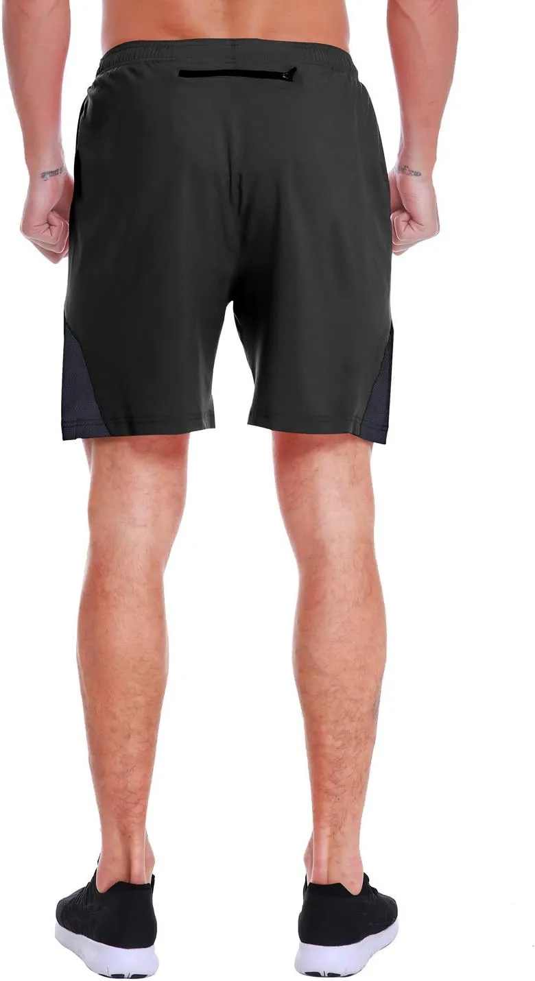 EZRUN Men's 7 Inch Quick Dry Running Shorts Workout Sport Fitness Short with Liner Zip Pocket
