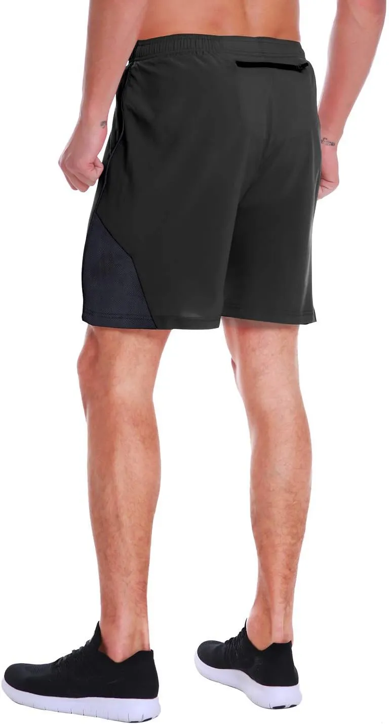 EZRUN Men's 7 Inch Quick Dry Running Shorts Workout Sport Fitness Short with Liner Zip Pocket
