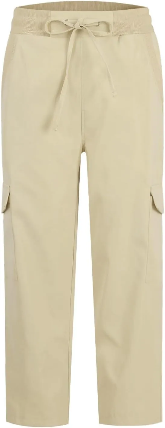 Fitted Cargo Pants for Women High Waisted Dressy Trousers Fall Casual Work Pants with Pockets Drawstring Jogger Pant
