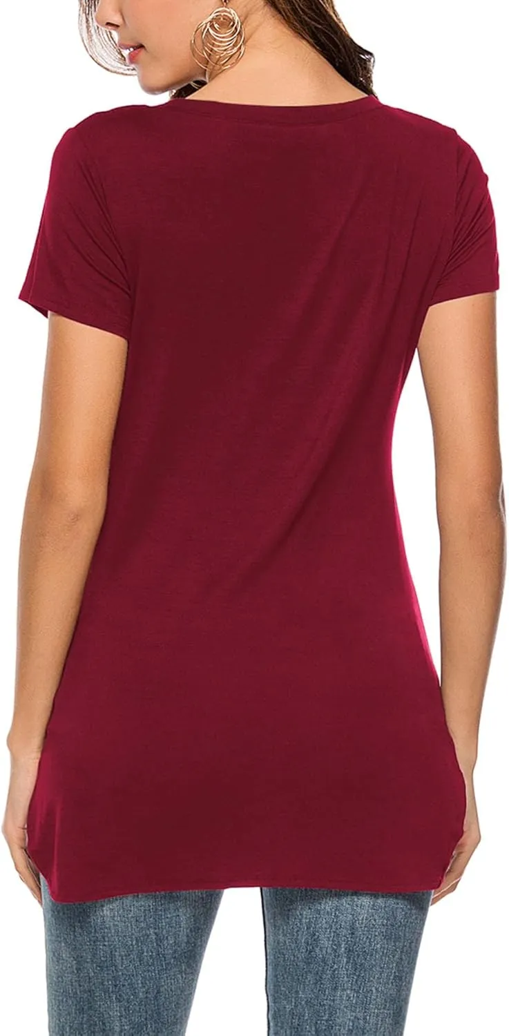 Florboom Womens Casual Tunic Tops Short/Long Sleeve Tshirts Scoop Neck Long Shirt Fitted Tees