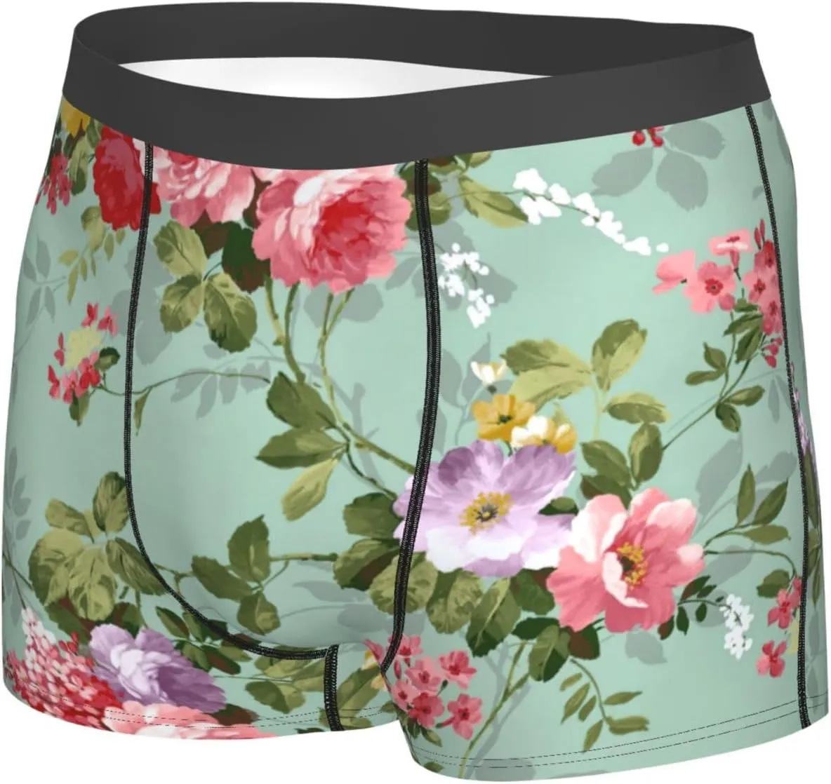 Flower (2) Print Men'S Boxer Briefs Underwear Trunks Soft Stretch Sport Breathable