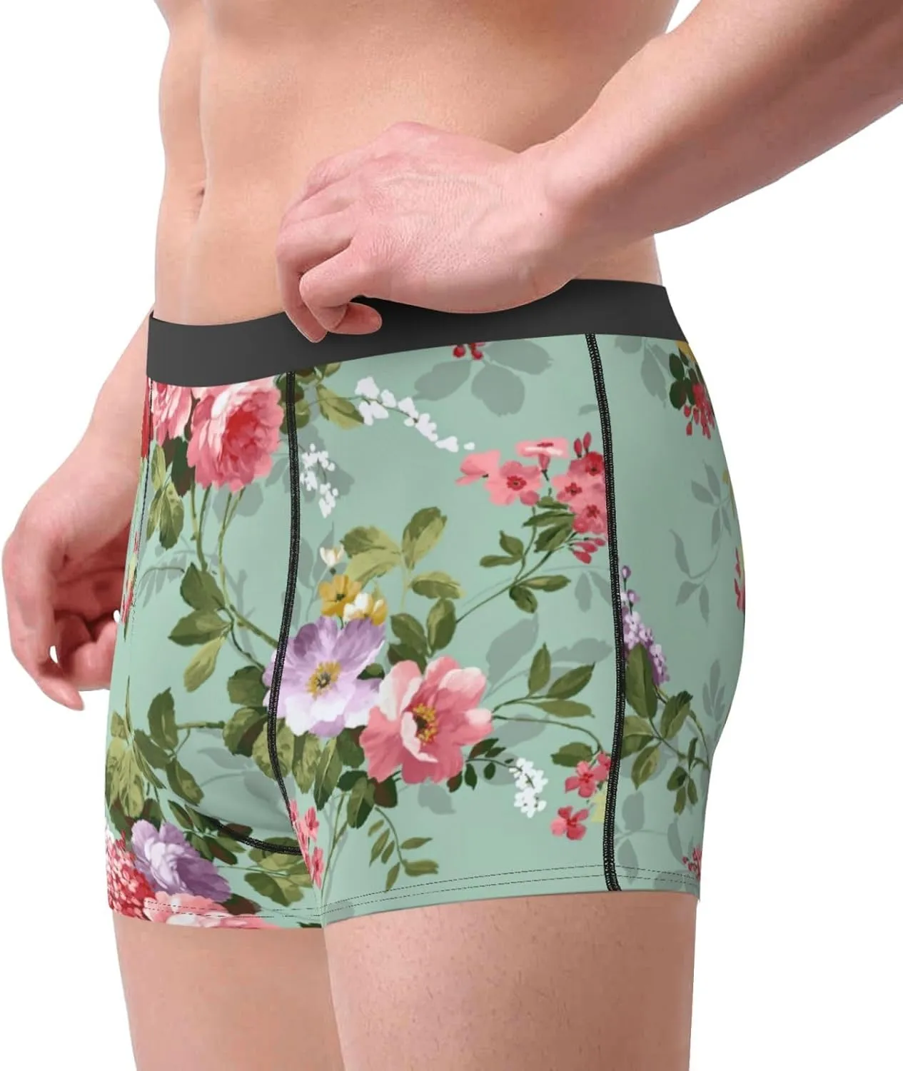Flower (2) Print Men'S Boxer Briefs Underwear Trunks Soft Stretch Sport Breathable