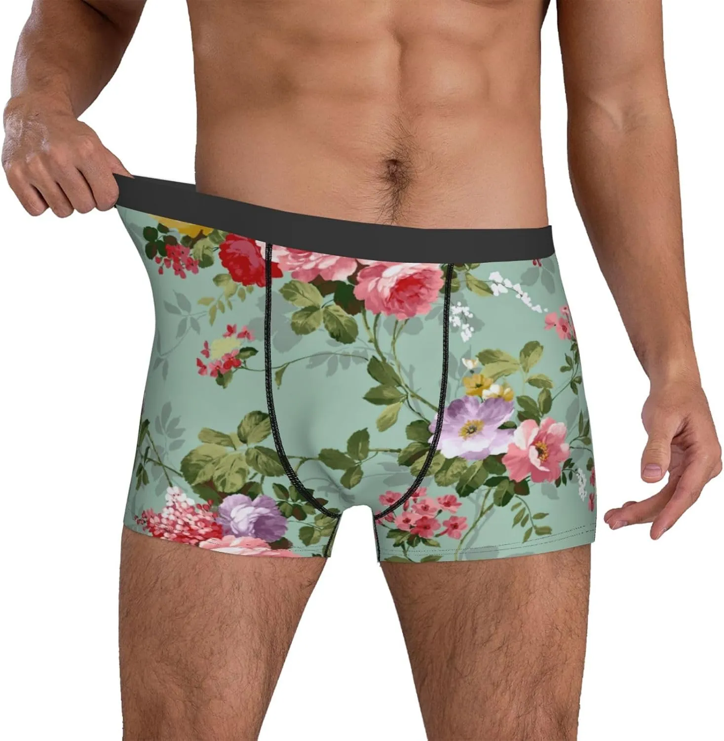Flower (2) Print Men'S Boxer Briefs Underwear Trunks Soft Stretch Sport Breathable