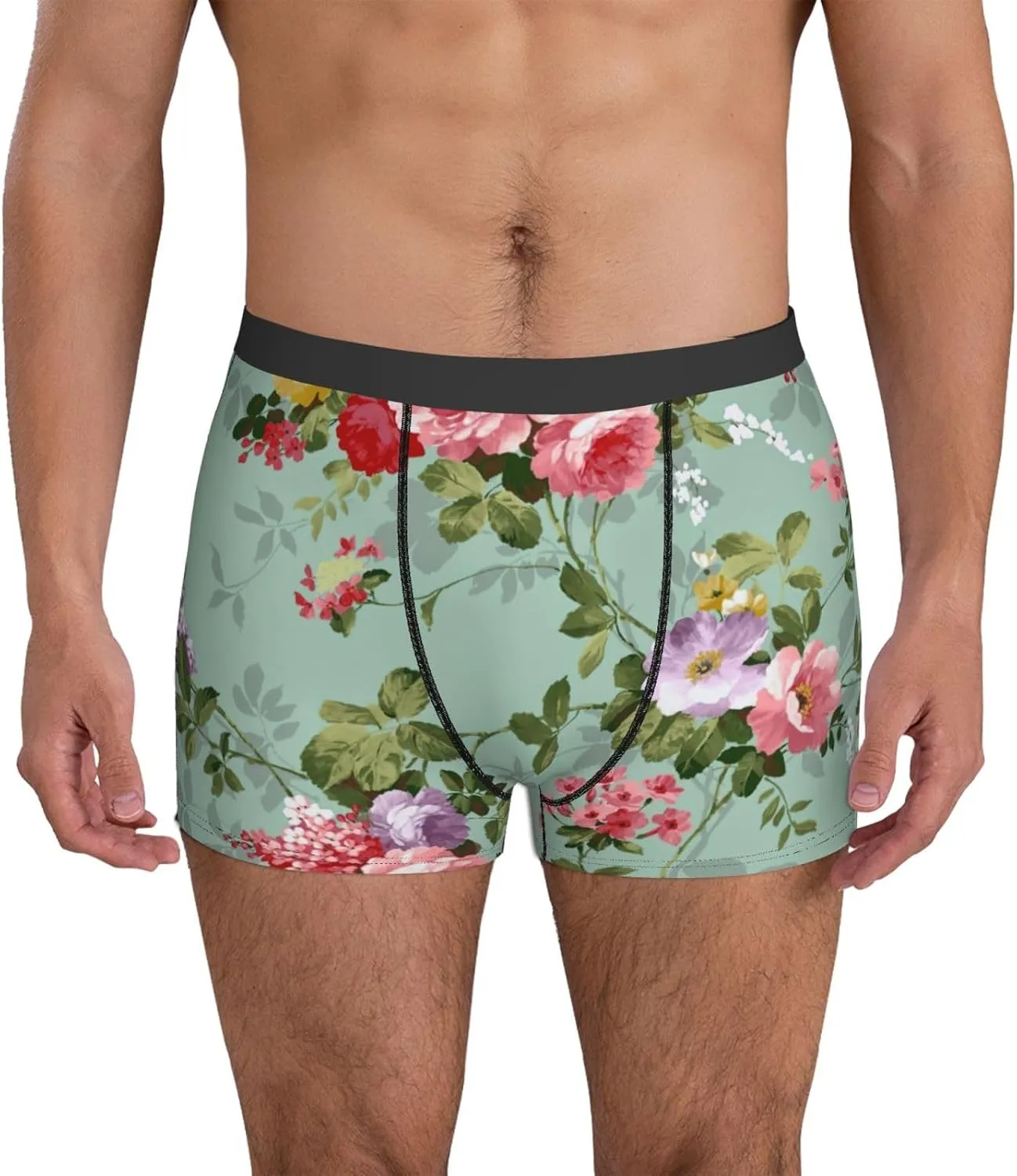 Flower (2) Print Men'S Boxer Briefs Underwear Trunks Soft Stretch Sport Breathable