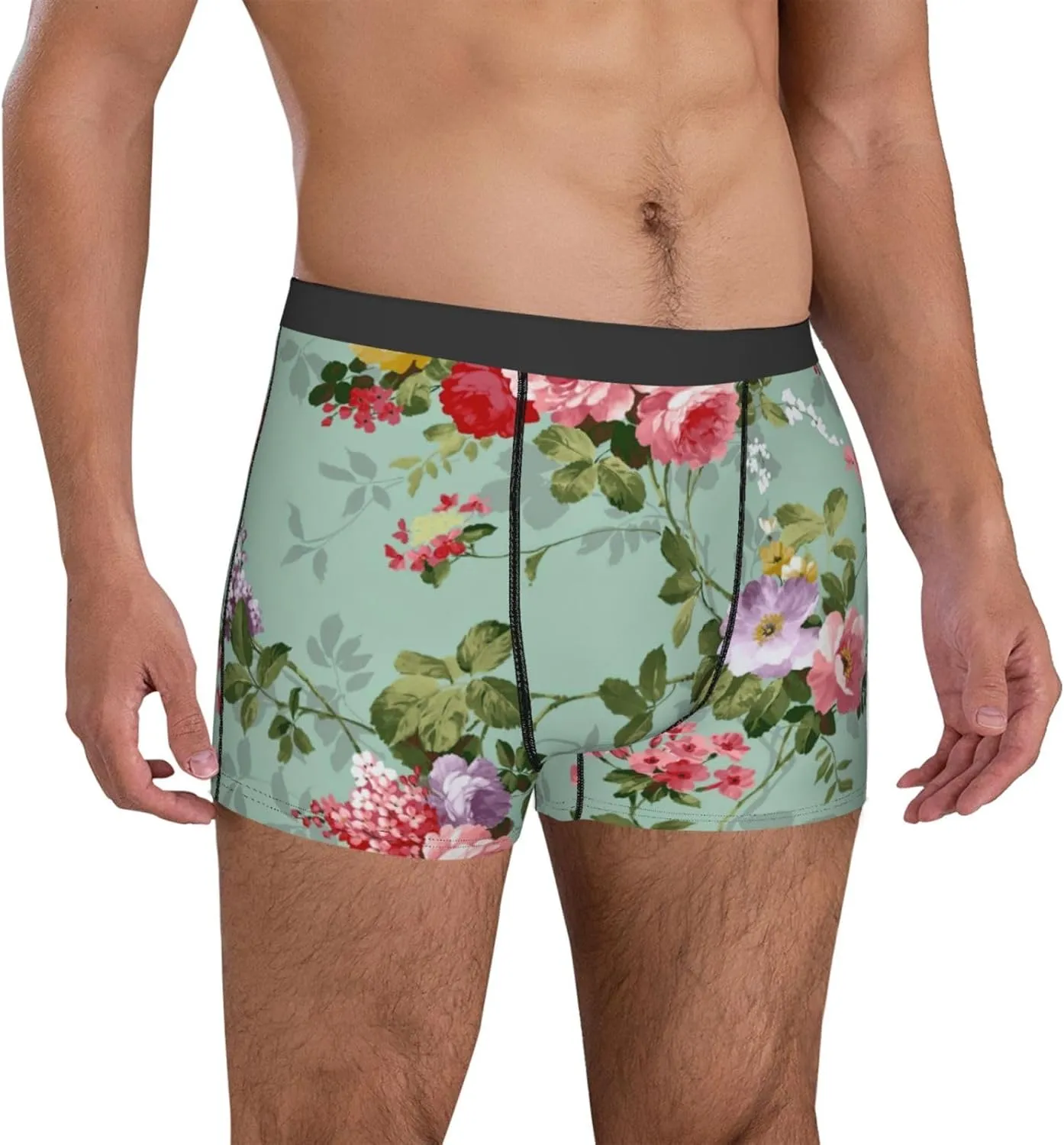 Flower (2) Print Men'S Boxer Briefs Underwear Trunks Soft Stretch Sport Breathable