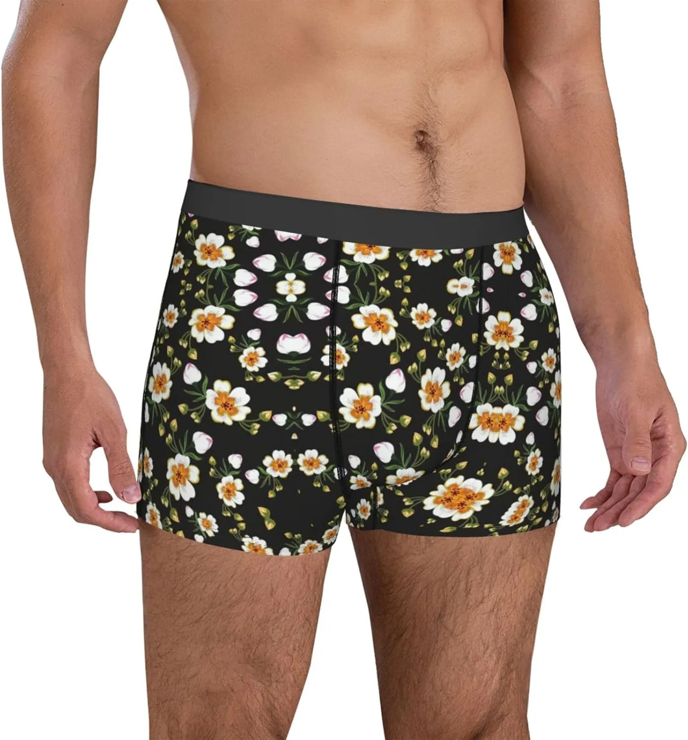 Flower Leaf (2) Print Men'S Boxer Briefs Underwear Trunks Soft Stretch Sport Breathable