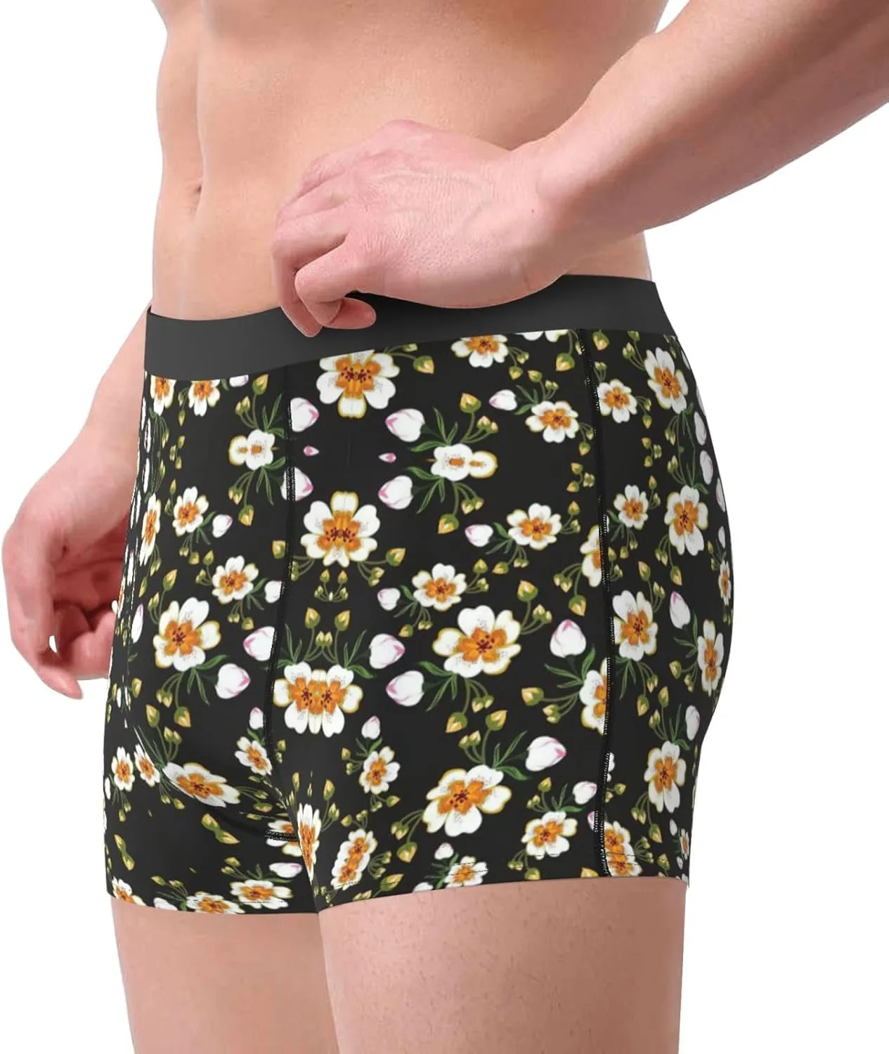 Flower Leaf (2) Print Men'S Boxer Briefs Underwear Trunks Soft Stretch Sport Breathable