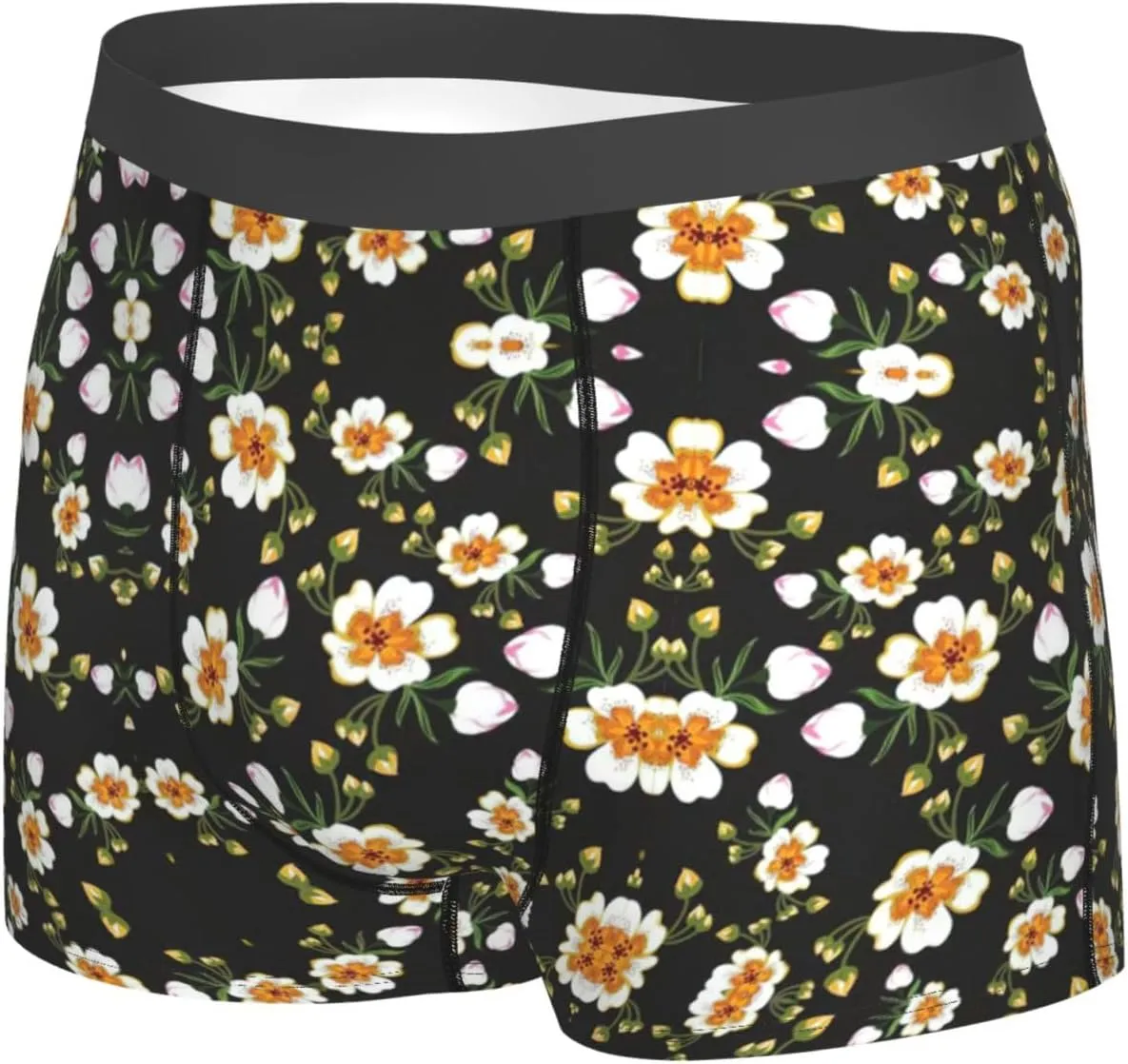 Flower Leaf (2) Print Men'S Boxer Briefs Underwear Trunks Soft Stretch Sport Breathable