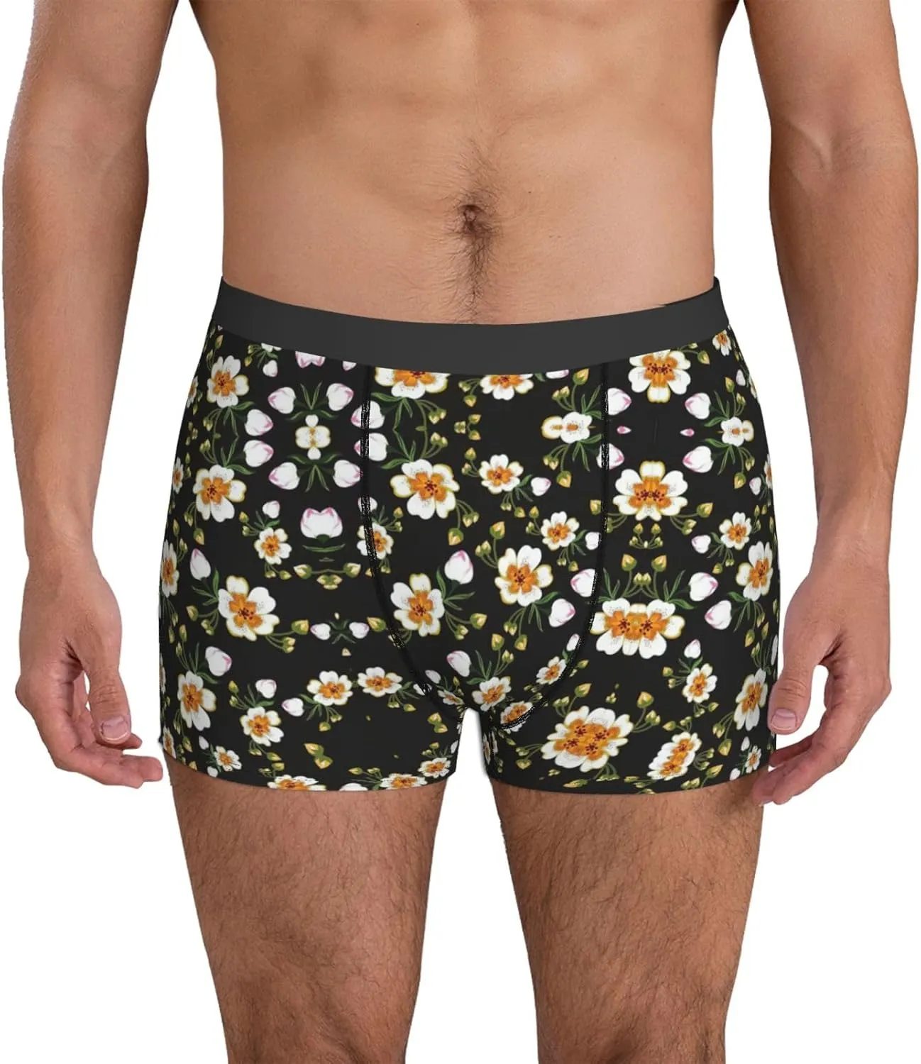 Flower Leaf (2) Print Men'S Boxer Briefs Underwear Trunks Soft Stretch Sport Breathable