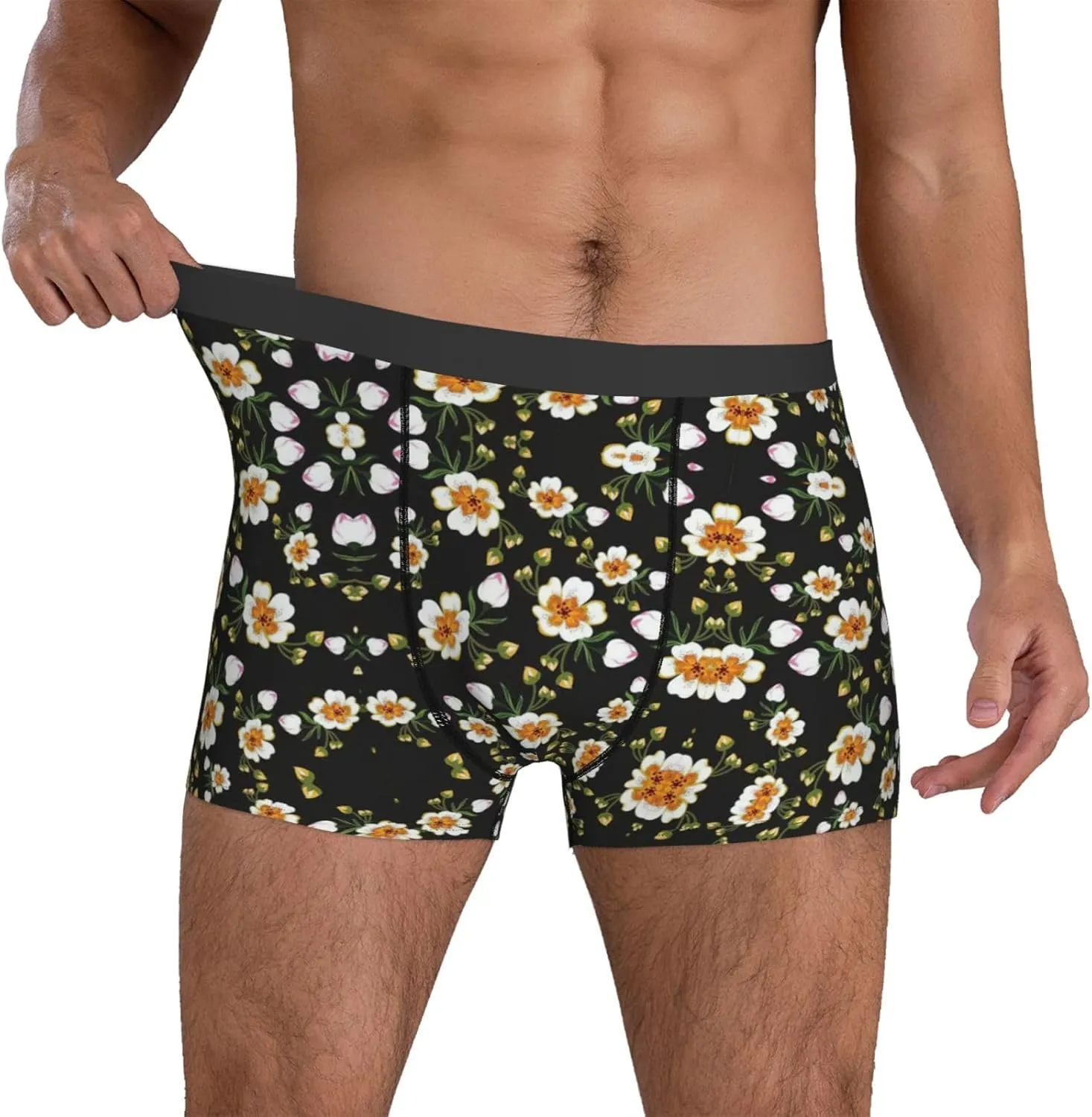 Flower Leaf (2) Print Men'S Boxer Briefs Underwear Trunks Soft Stretch Sport Breathable