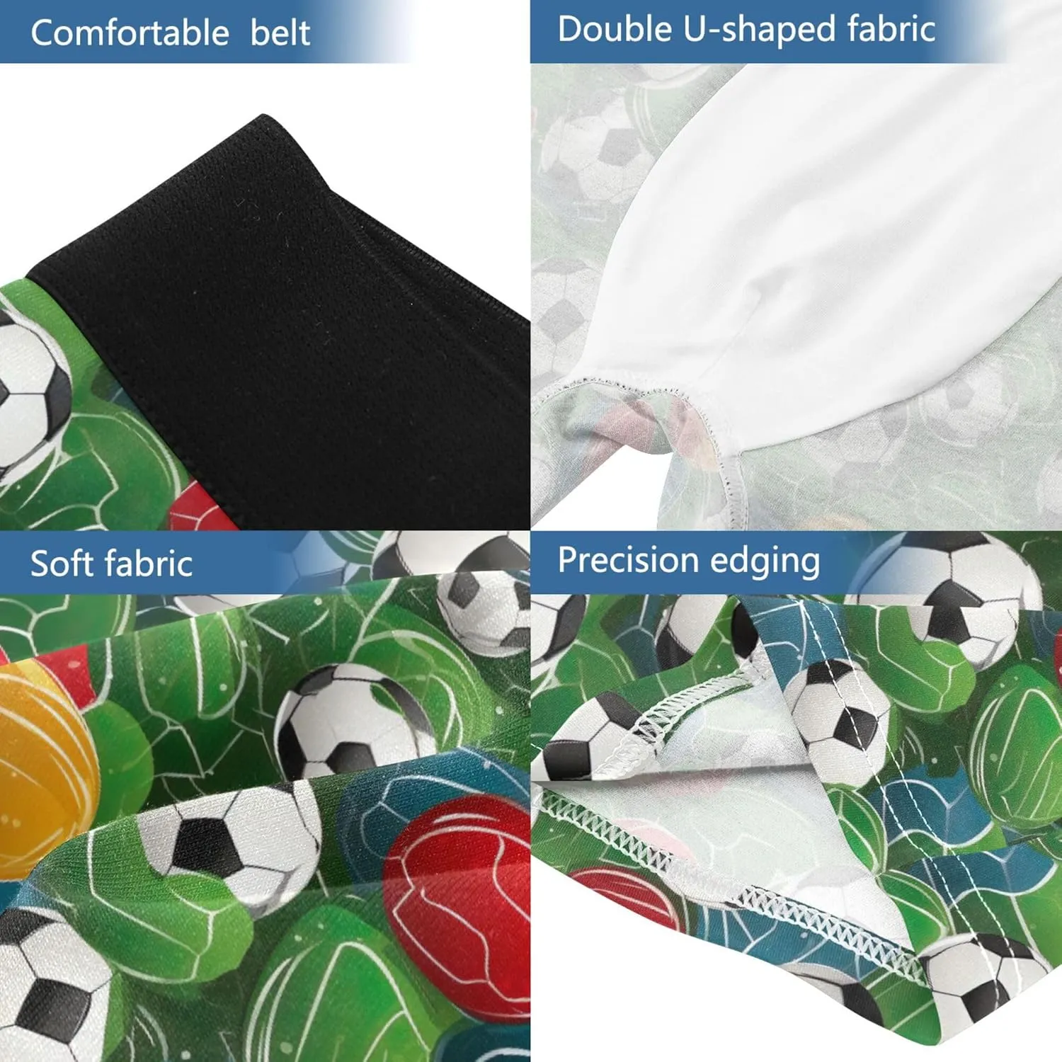 Football Soccer Sport Men's Boxer Briefs Underwear Stretch Breathable Boxer Briefs for Men Boys Kids S B0402940