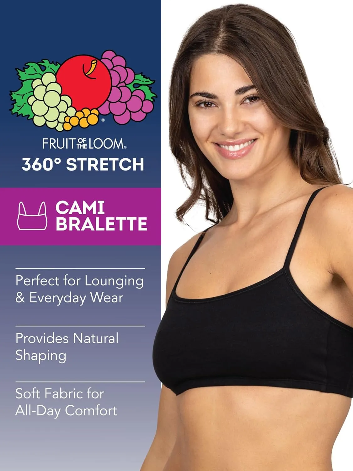 Fruit of the Loom Women's Spaghetti Strap Cotton Sports Bra - All-Day Comfort & Easy Movement - Value Packs