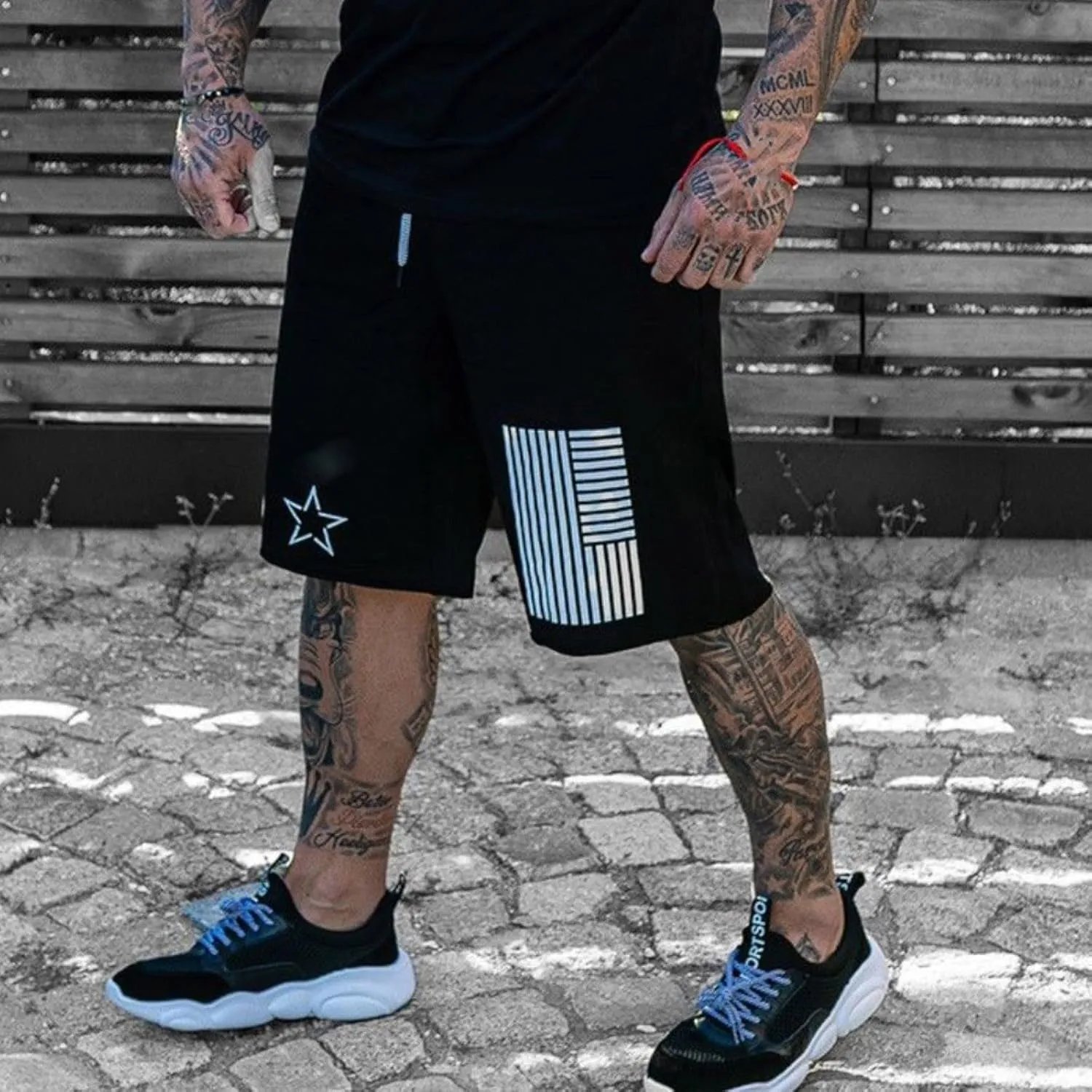 Gifts for Men Men's 5" Star Print Running Shorts Quick Dry Athletic Workout Gym Sport Golf Shorts with Pockets