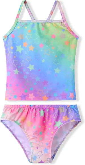 Girls Tankinis Two Pieces Swimsuits Hawaiian Beach Sport Bathing Suit Set for 2-12 Years Old Kids