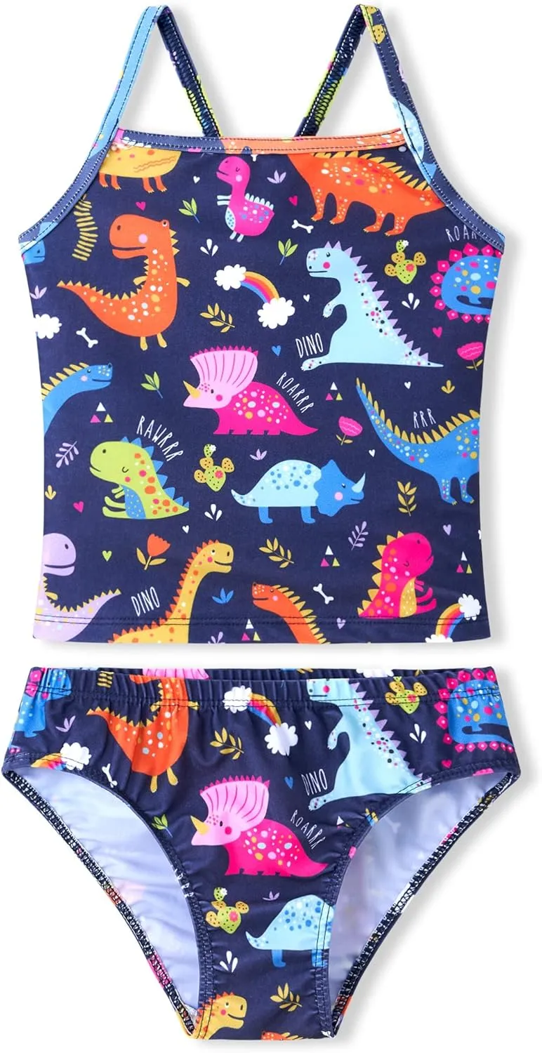 Girls Tankinis Two Pieces Swimsuits Hawaiian Beach Sport Bathing Suit Set for 2-12 Years Old Kids