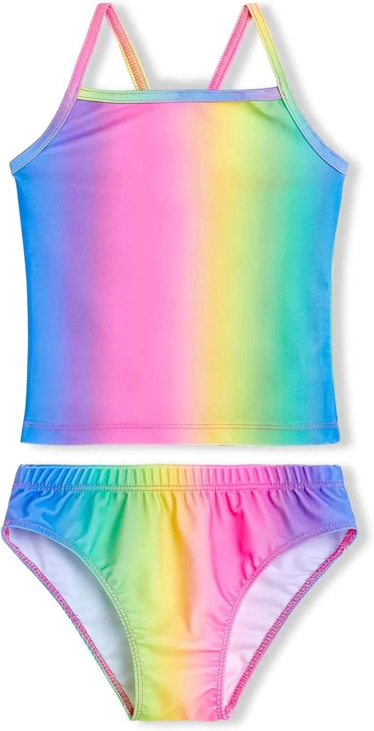 Girls Tankinis Two Pieces Swimsuits Hawaiian Beach Sport Bathing Suit Set for 2-12 Years Old Kids