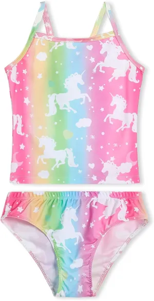 Girls Tankinis Two Pieces Swimsuits Hawaiian Beach Sport Bathing Suit Set for 2-12 Years Old Kids