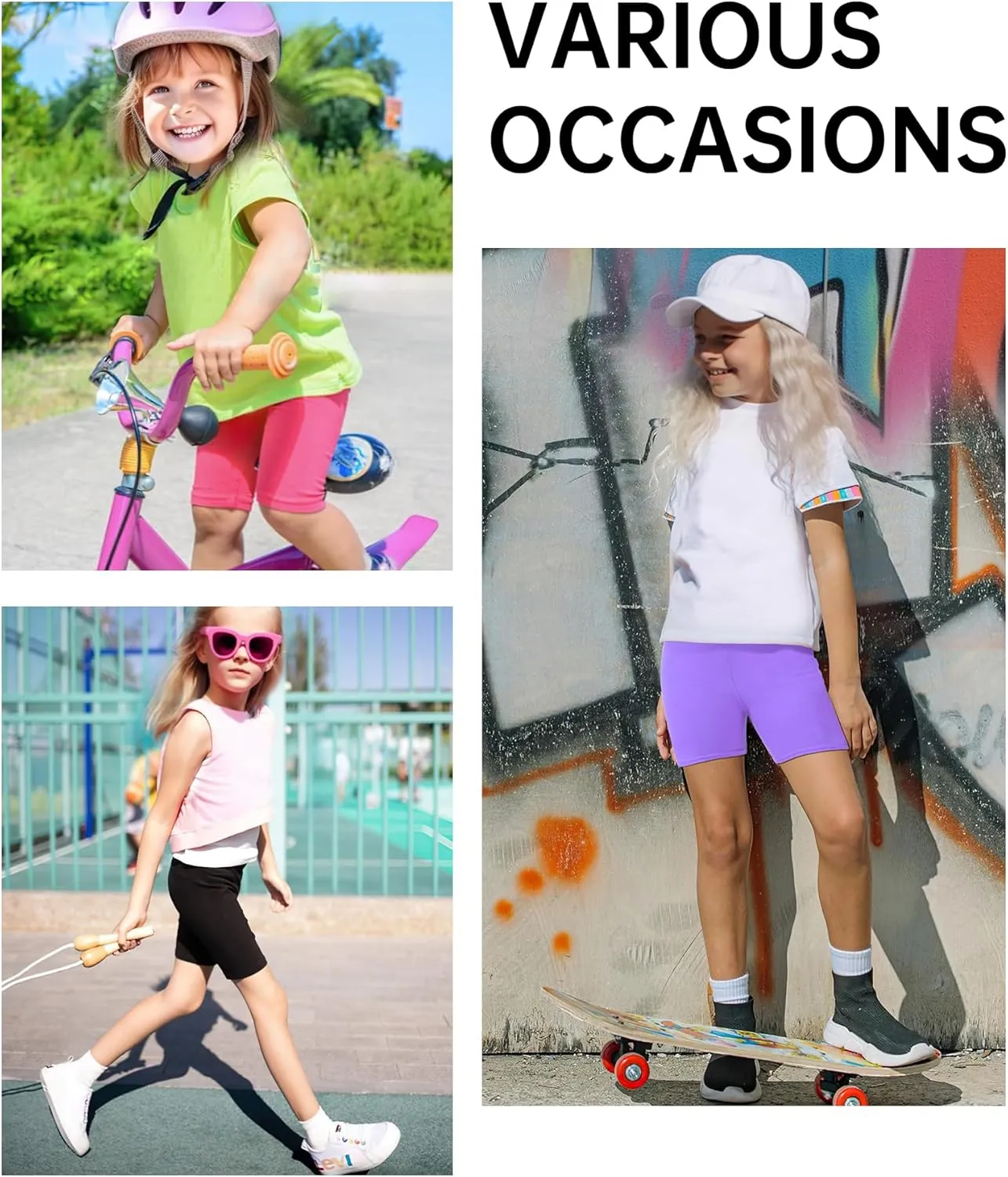 HASMES Girls Bike Shorts Cartwheel and Safety Biker Under Dress Dance Shorts
