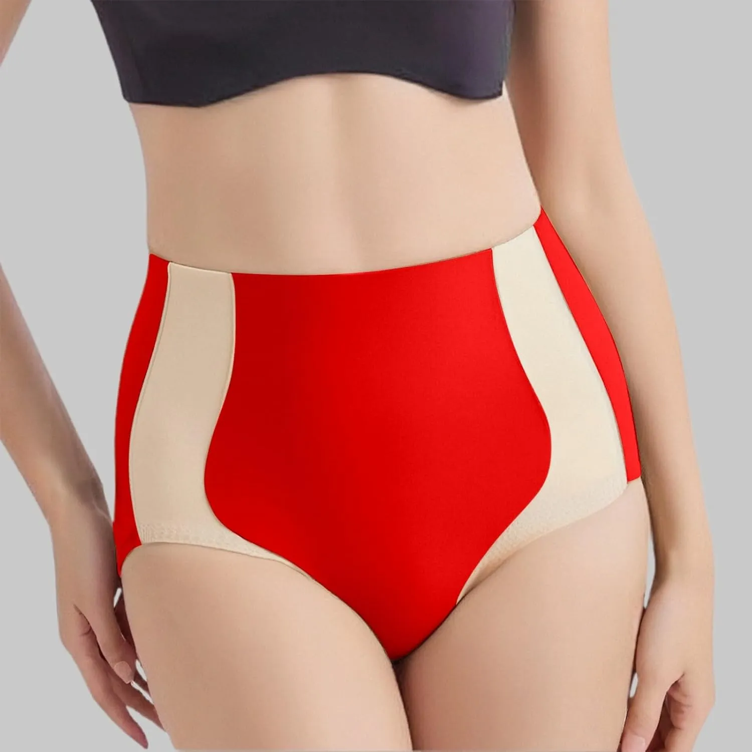 High Waist Shaping Underwear for Women Seamless Full Coverage Tummy Control Panties Comfy Color Block Breathable Briefs