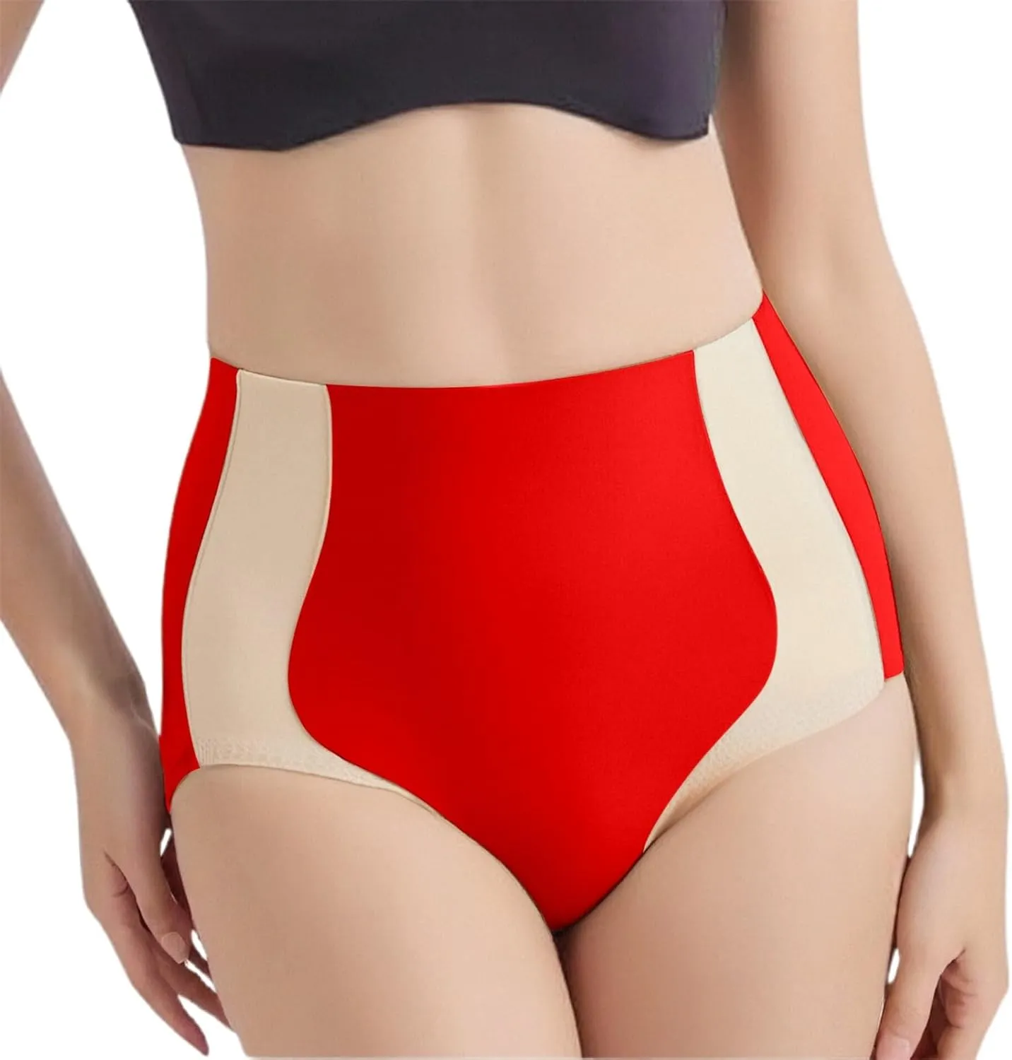 High Waist Shaping Underwear for Women Seamless Full Coverage Tummy Control Panties Comfy Color Block Breathable Briefs