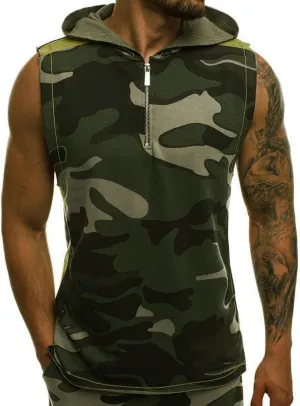 Hoodies for Men Men's Workout Hooded Tank Tops Sports Training Sleeveless Hoodies Bodybuilding Cut Off Muscle Shirt