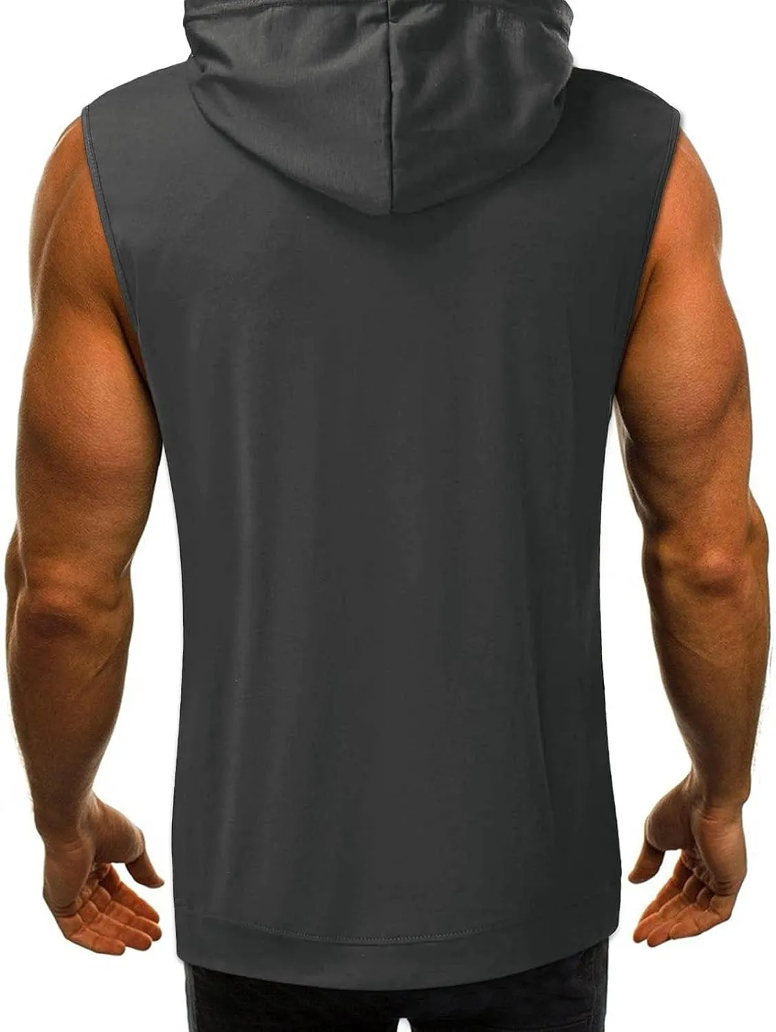 Hoodies for Men Men's Workout Sleeveless Shirts Muscle Hooded Tank Gym Fitness Quick Dry Sleeveless Hoodies Zip Tops