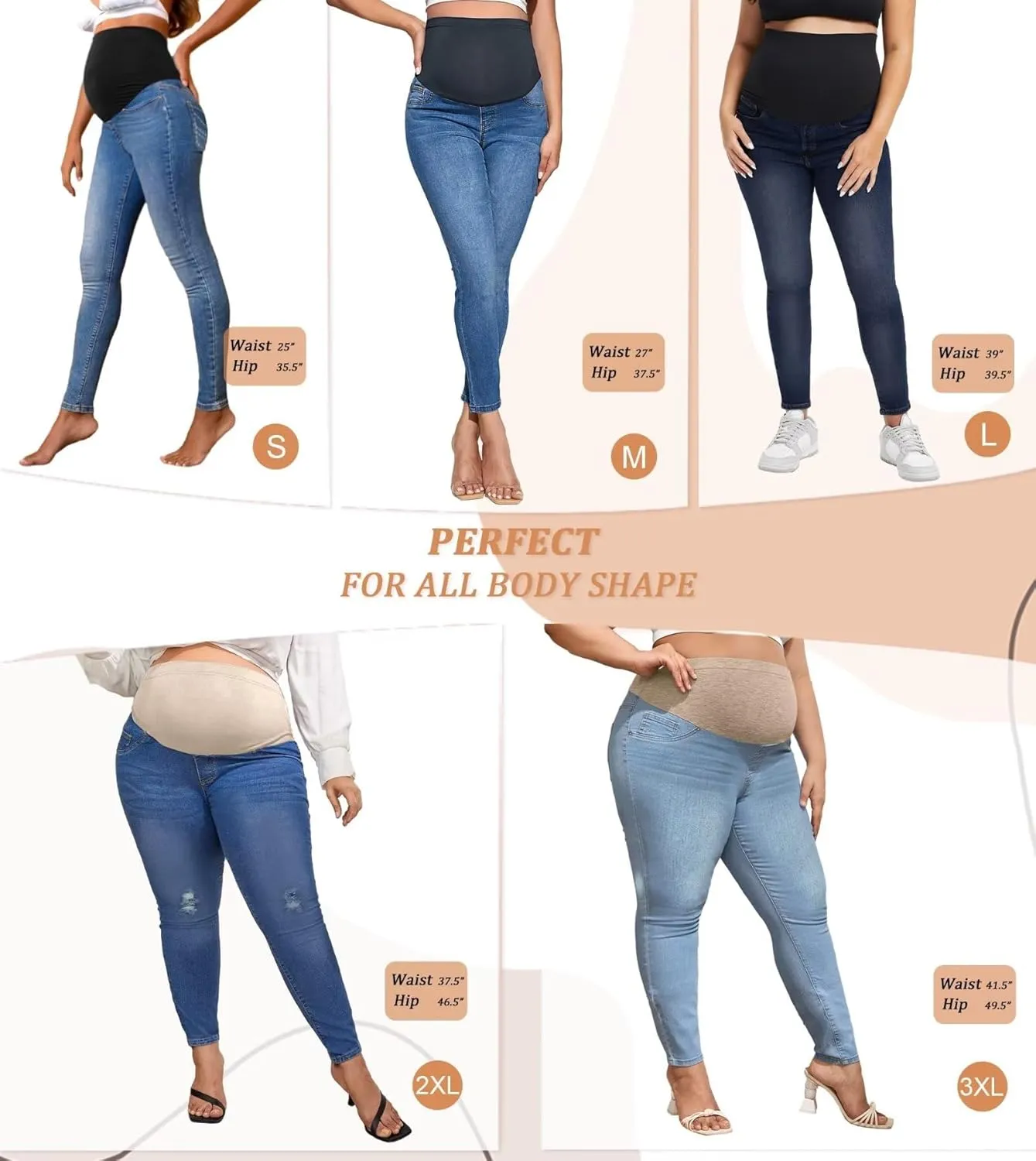Hybrid & Company Maternity Women's Super Comfy Ultra Stretch Skinny Jeans