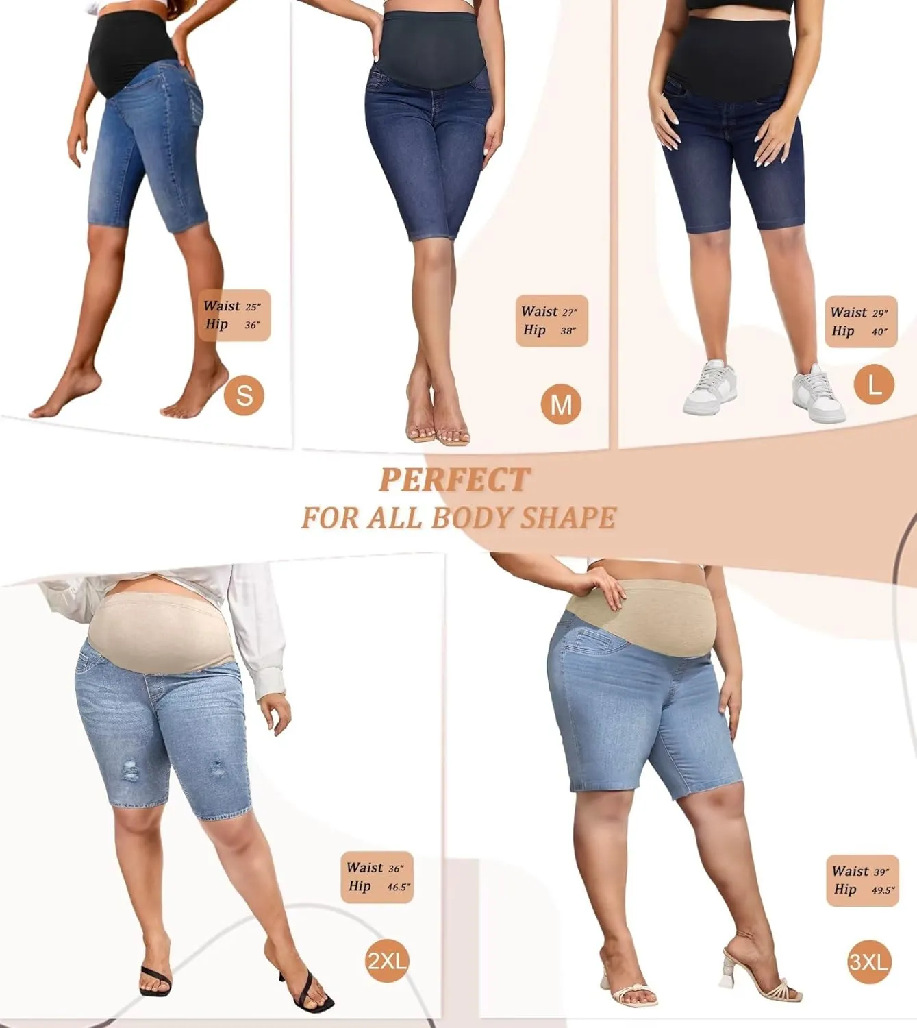 Hybrid & Company Women Super Comfy Stretch Maternity Bermuda