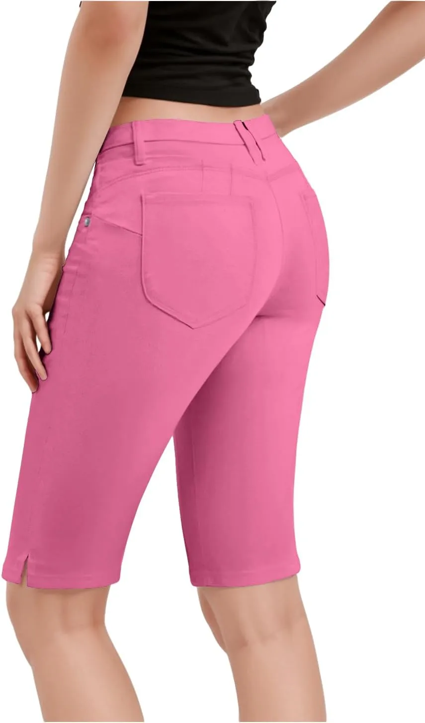 Hybrid & Company Womens Ultra Comfy Butt Lift Stretch Bermuda City Shorts