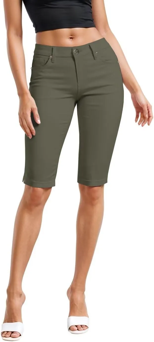 Hybrid & Company Womens Ultra Comfy Butt Lift Stretch Bermuda City Shorts
