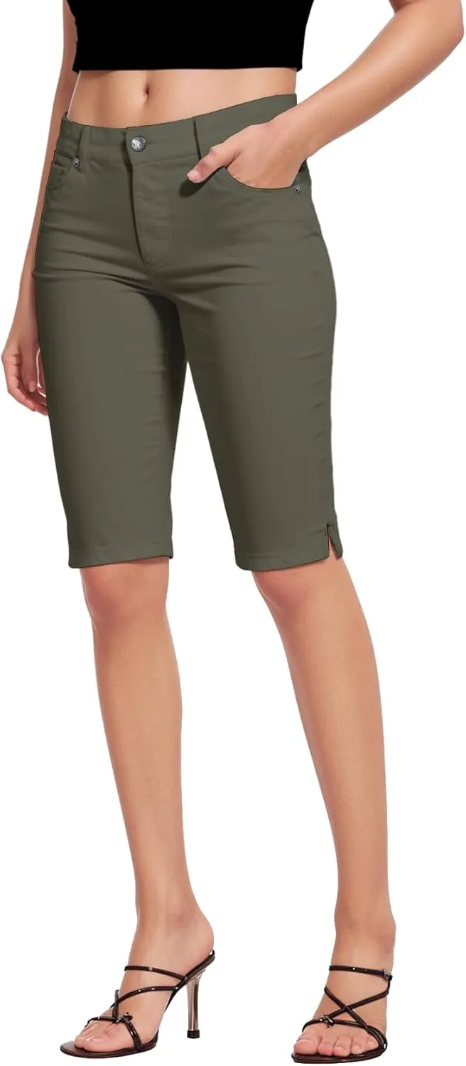 Hybrid & Company Womens Ultra Comfy Butt Lift Stretch Bermuda City Shorts