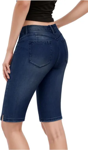 Hybrid & Company Womens Ultra Comfy Butt Lift Stretch Bermuda City Shorts