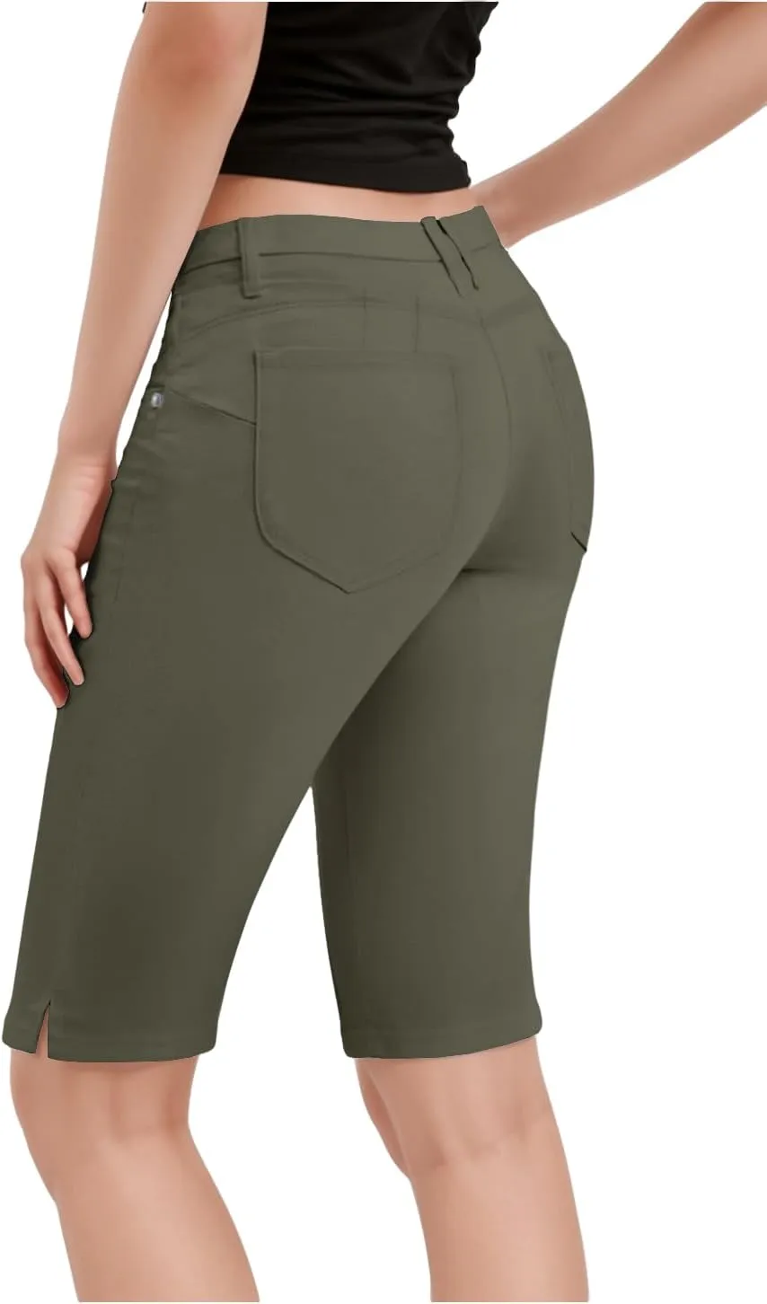 Hybrid & Company Womens Ultra Comfy Butt Lift Stretch Bermuda City Shorts