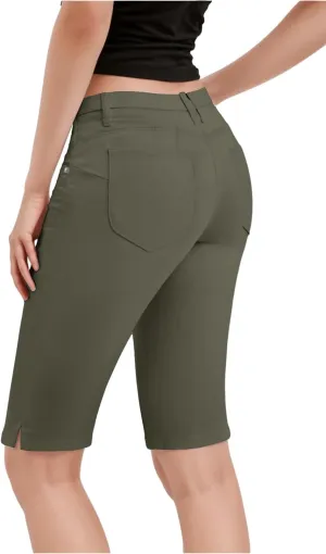 Hybrid & Company Womens Ultra Comfy Butt Lift Stretch Bermuda City Shorts