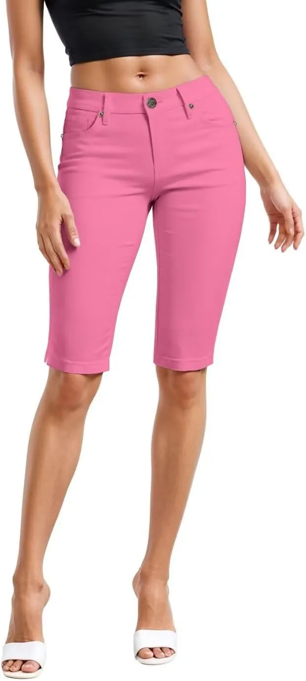 Hybrid & Company Womens Ultra Comfy Butt Lift Stretch Bermuda City Shorts