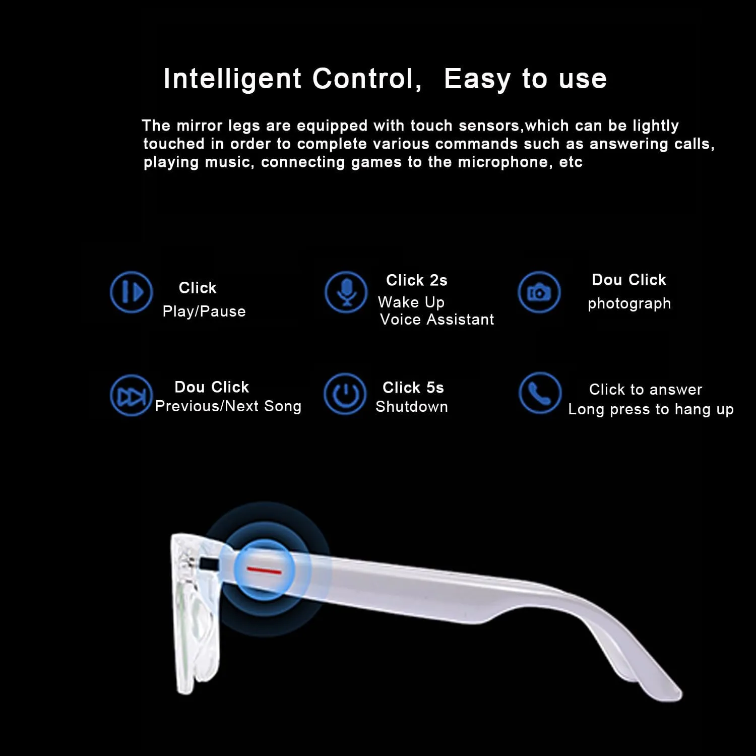 IVY TWS Smart Bluetooth Audio Glasses - Glesses Lens Kits (Blue Light Blocking & Sunglasses & Pink & Blue) for Office Outdoor Sports Drive - Smart Glasses for Men & Women - White Frame