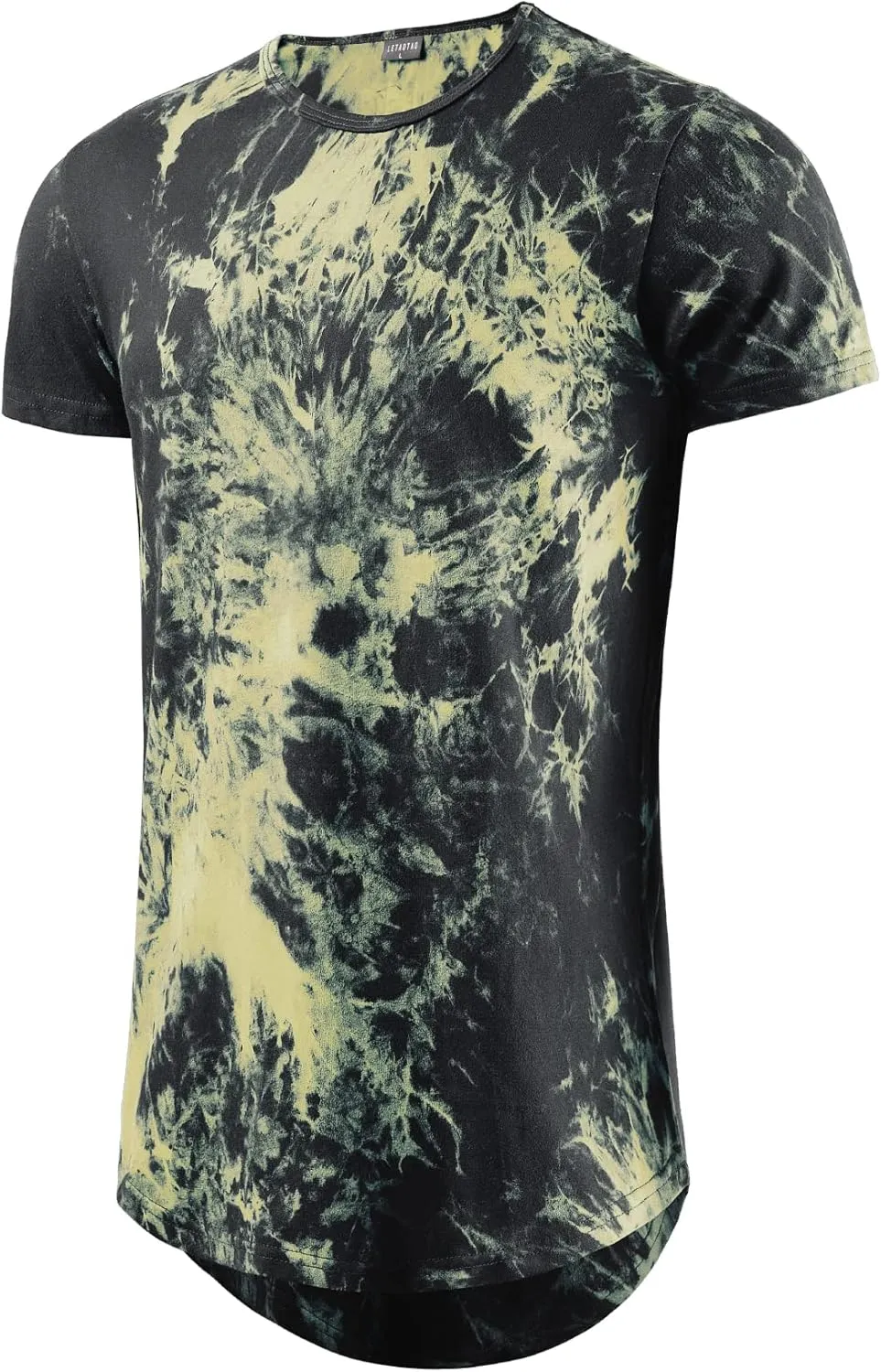 LETAOTAO Long Shirts for Men Hip Hop Shirts Longline Tie Dye Shirts Hipster Gym T Shirts Scallop Tee(Regular&Big and Tall)