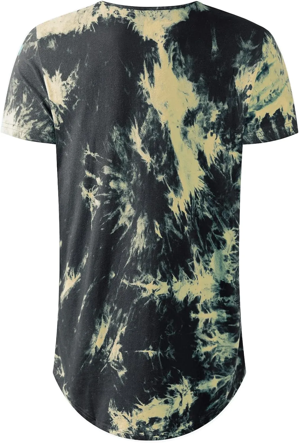 LETAOTAO Long Shirts for Men Hip Hop Shirts Longline Tie Dye Shirts Hipster Gym T Shirts Scallop Tee(Regular&Big and Tall)
